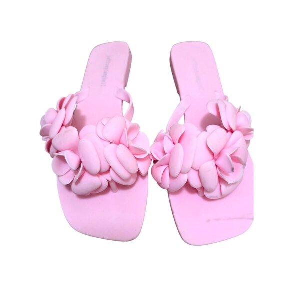 Jeffrey Campbell Shoes - Jeffrey Campbell Fleuris Jelly Thong Flip Flop Pink Flower Slide Sandals Size 9
